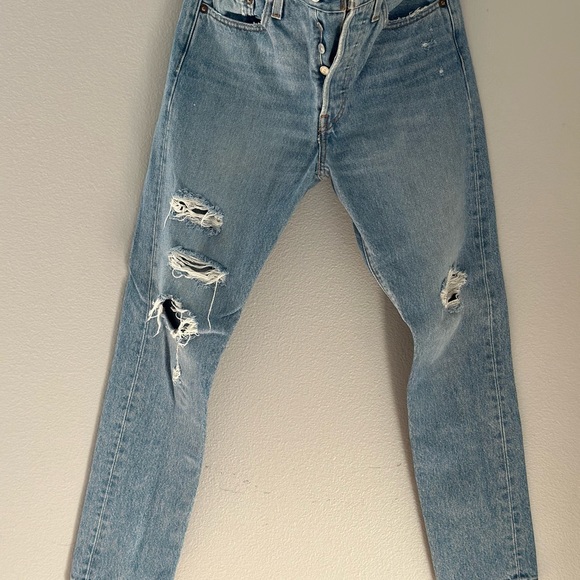 LEVI'S Premium 501 S Jeans Women's W27/L28 High Rise Ripped Distressed - Picture 11 of 11